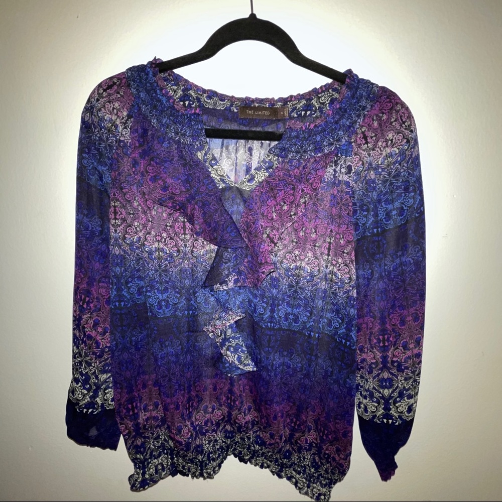 Blue/purple pattern blouse